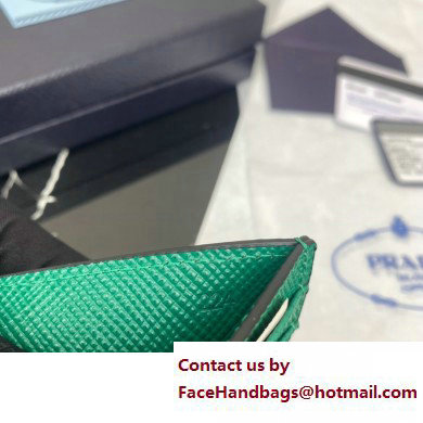 Prada Saffiano leather card holder 2MC223 Embossed triangle logo Green 2023 - Click Image to Close