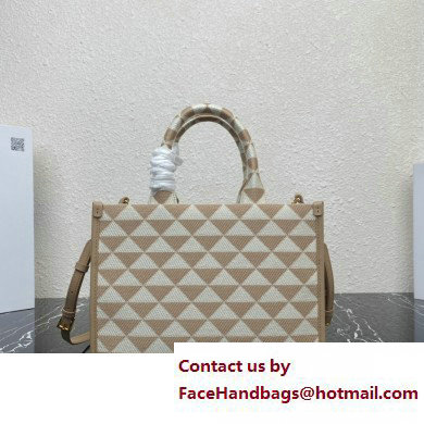 Prada Symbole jacquard fabric Small handbag 1BA354 Apricot 2023 - Click Image to Close