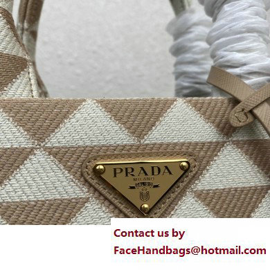 Prada Symbole jacquard fabric Small handbag 1BA354 Apricot 2023 - Click Image to Close