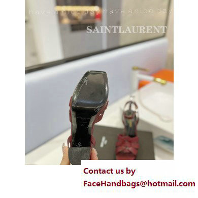 Saint Laurent Heel 10cm Platform 2cm Tribute Sandals in Smooth Leather Burgundy