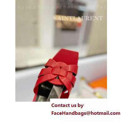 Saint Laurent Heel 6.5cm Tribute Sandals in Smooth Leather Red