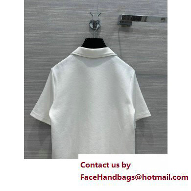 celine Triomphe polo shirt in cotton pique Off White / Navy 2023 - Click Image to Close