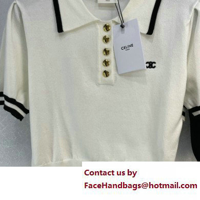 celine cropped triomphe polo shirt in cotton pique 2023