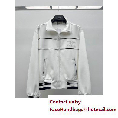 celine tracksuit jacket in double face jersey Off White / Navy 2023 - Click Image to Close