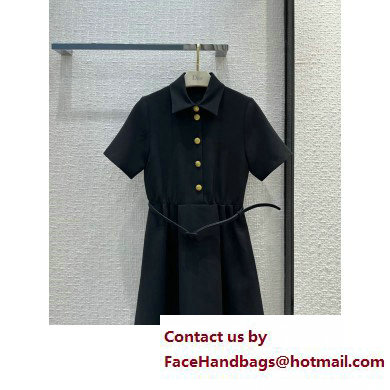 dior Black Wool and Silk Belted Short Dress 2023 - Click Image to Close