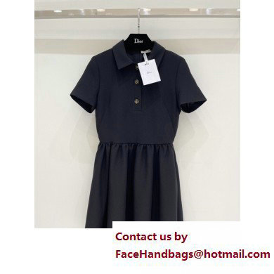 dior Black Wool and Silk Fitted Dress with 'CD' Buttons 2023