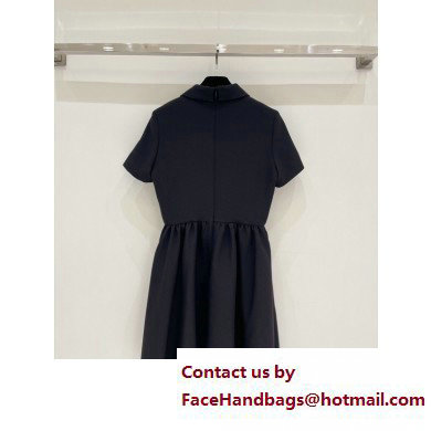 dior Black Wool and Silk Fitted Dress with 'CD' Buttons 2023