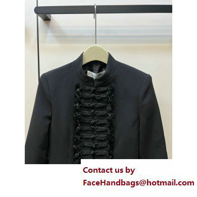 dior black Wool and Silk Brandenburg Fitted Jacket 2023
