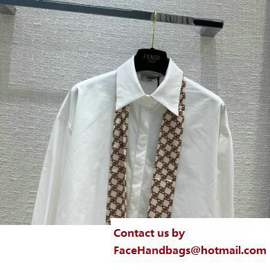 fendi white cotton shirt with a tie 2023 - Click Image to Close