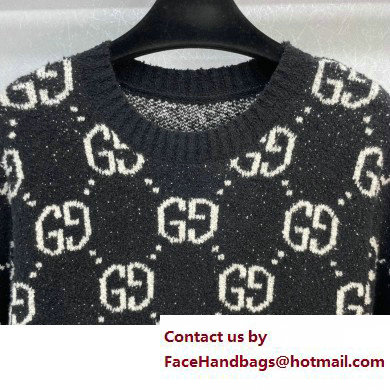 gucci GG jacquard short sleeve dress black 731720 2023 - Click Image to Close