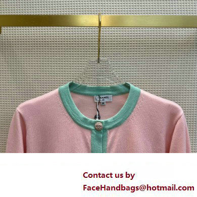 CHANEL PINK/GREEN KNIT CARDIGAN 2023 - Click Image to Close