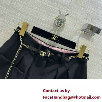 CHANEL black shorts with a belt 2023