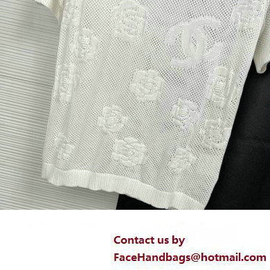 CHANEL camellia KNITTED T-SHIRT WHITE 2023 - Click Image to Close