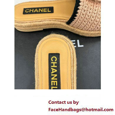 Chanel Braided Knit Camellia Mules Beige 2023 - Click Image to Close