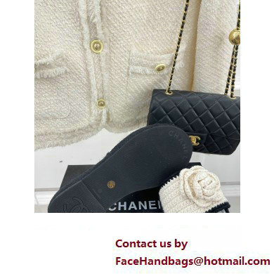 Chanel Braided Knit Camellia Mules White 2023 - Click Image to Close