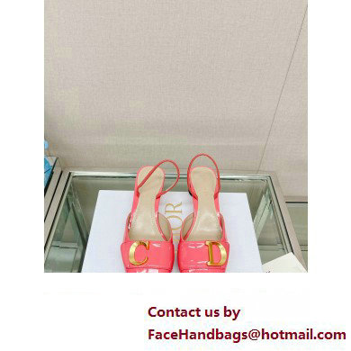 Dior Heel 3.5cm C'est Slingback Pumps in Patent Calfskin Pink 2023