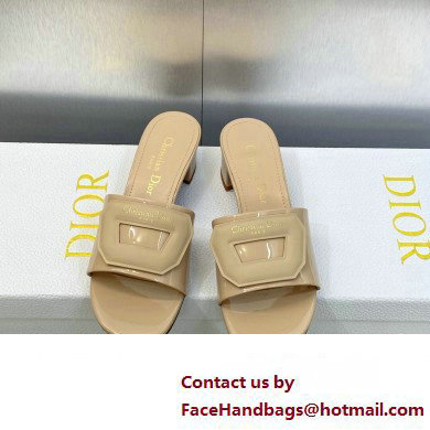 Dior Heel 3.5cm Day Slides in Patent Calfskin Beige 2023