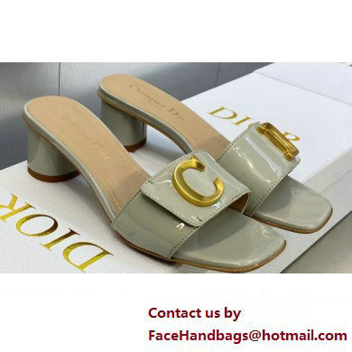 Dior Heel 4.5cm C'est Slides Patent Calfskin Gray 2023