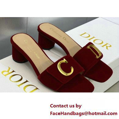 Dior Heel 4.5cm C'est Slides Velvet Burgundy 2023