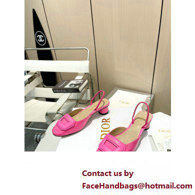 Dior Heel 4.5cm Day Slingback Pumps in Patent Calfskin Fuchsia 2023