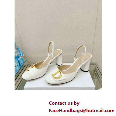 Dior Heel 8cm C'est Slingback Pumps in Patent Calfskin White 2023