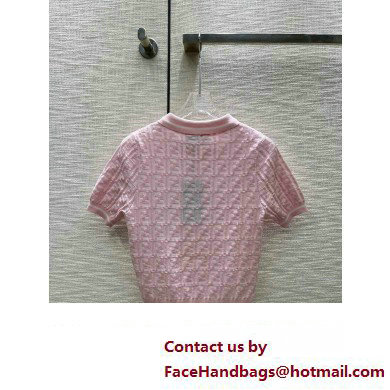 FENDI EMBOSSED KNIT POLO PINK 2023 - Click Image to Close