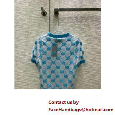 GUCCI TULLE GG TOP BLUE 2023