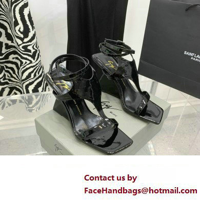 Giuseppe Zanotti Heel 8.5cm Tutankamon patent leather sandals Black 2023 - Click Image to Close