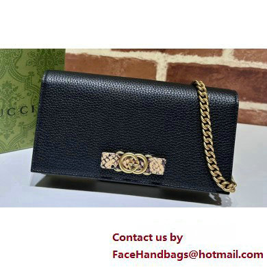 Gucci Chain wallet with Interlocking G python bow 746056 Black 2023