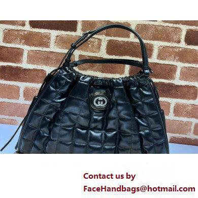 Gucci Deco medium tote bag 746210 in quilted Leather Black 2023