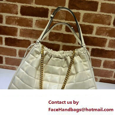 Gucci Deco medium tote bag 746210 in quilted Leather White 2023