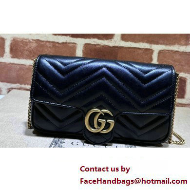 Gucci GG Marmont mini card case chain wallet 751526 Black 2023 - Click Image to Close