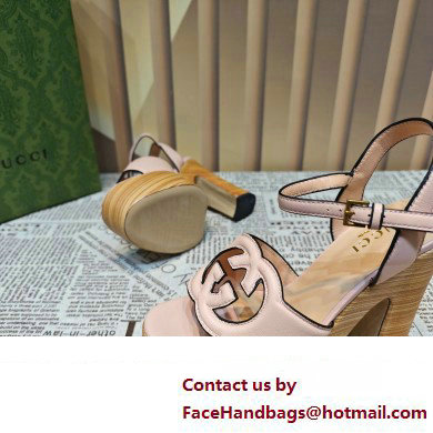 Gucci Heel 12cm Platform 3.5cm Interlocking G sandals 730022 Light Pink 2023