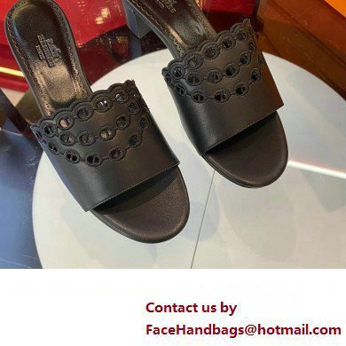 Hermes heel 5CM Gaelle sandal in calfskin black 2023 - Click Image to Close