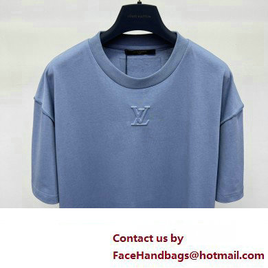 LOUIS VUITTON Embossed LV Cotton T-Shirt BLUE 2023 - Click Image to Close