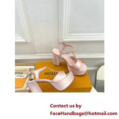 Louis Vuitton Heel 11cm Platform 4cm Sandals Satin Pink with LV Initials chain 2023 - Click Image to Close