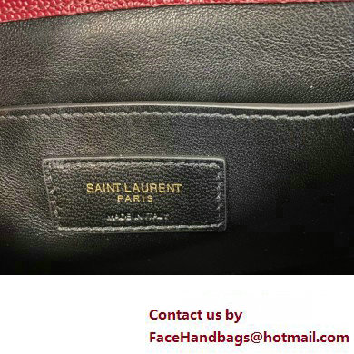 Saint Laurent cassandra medium top handle in grain de poudre embossed leather 623931 Red - Click Image to Close