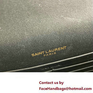 Saint Laurent sunset chain wallet in crocodile-embossed shiny leather 533026 Black/Gold - Click Image to Close