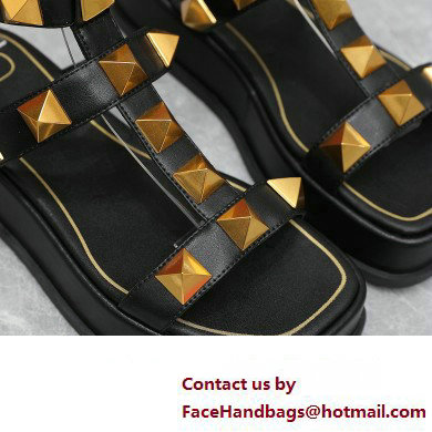 Valentino Roman Stud Platform 4cm ANKLE STRAP sandals Black 2023