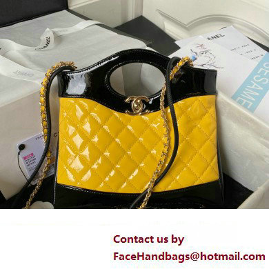 chanel mini 31 bag in patent leather AS4133 YELLOW/BLACK 2023