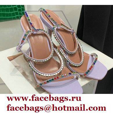 Amina Muaddi Heel 9.5cm Crystals Gilda Sandals Patent Lavender 2022
