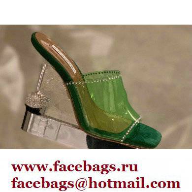 Aquazzura Heel 8.5cm PVC Secrets Mules Green 2022 - Click Image to Close