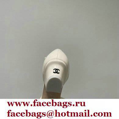 Chanel Heel 3cm Open Shoes G38571 Patent White 2022 - Click Image to Close