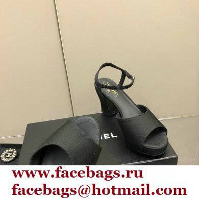 Chanel Heel Platform Sandals G38958 Grosgrain Black 2022