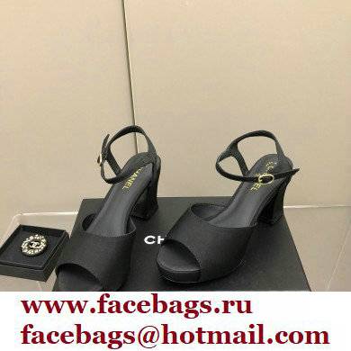 Chanel Heel Platform Sandals G38958 Grosgrain Black 2022 - Click Image to Close