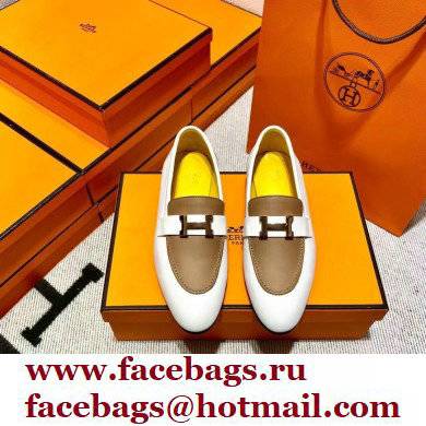 Hermes Leather royal Loafers white/yellow/tan