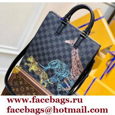 Louis Vuitton Damier Graphite canvas Sac Plat Cross Bag wild animals print N45276 - Click Image to Close