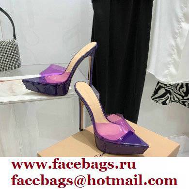 Gianvito Rossi Heel 13.5cm Platform 3cm TPU Plexi BETTY Mules PVC Purple 2022 - Click Image to Close