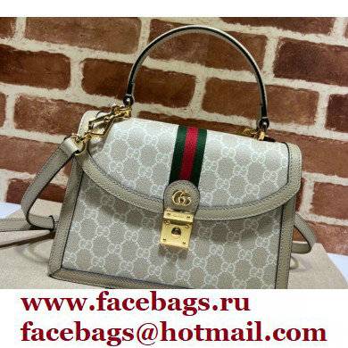 Gucci Ophidia Small Top Handle Bag with Web 651055 GG Canvas Oatmeal