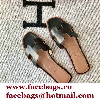 Hermes Oran Flat Sandals in Swift Box Calfskin 79 - Click Image to Close